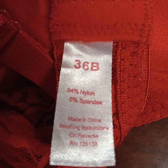 Inteco Intimates 36B Bra Red Push Up Rhinestone Lace Detail Underwire NEW - Picture 8 of 10